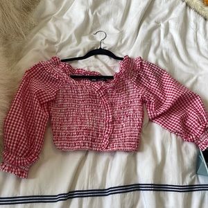 Zara Gingham Off the Shoulder Top